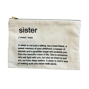 Sister Graphic Gift Makeup Bag Pouch Travel Clutch